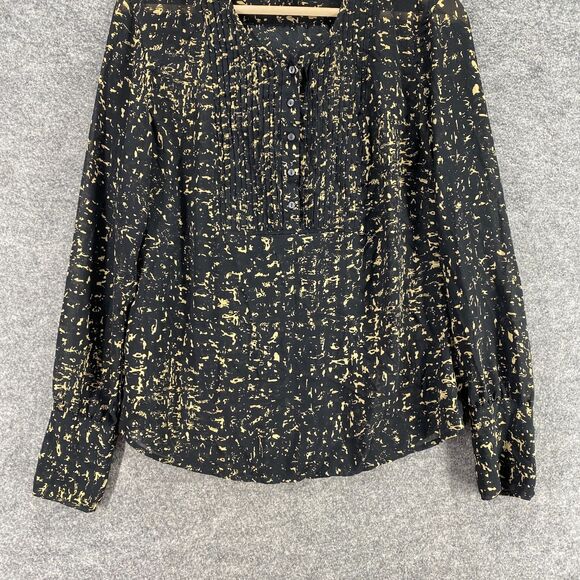 Converse One Star Blouse Women M Medium Black Geometric Button Up Long Sleeve - Picture 4 of 9